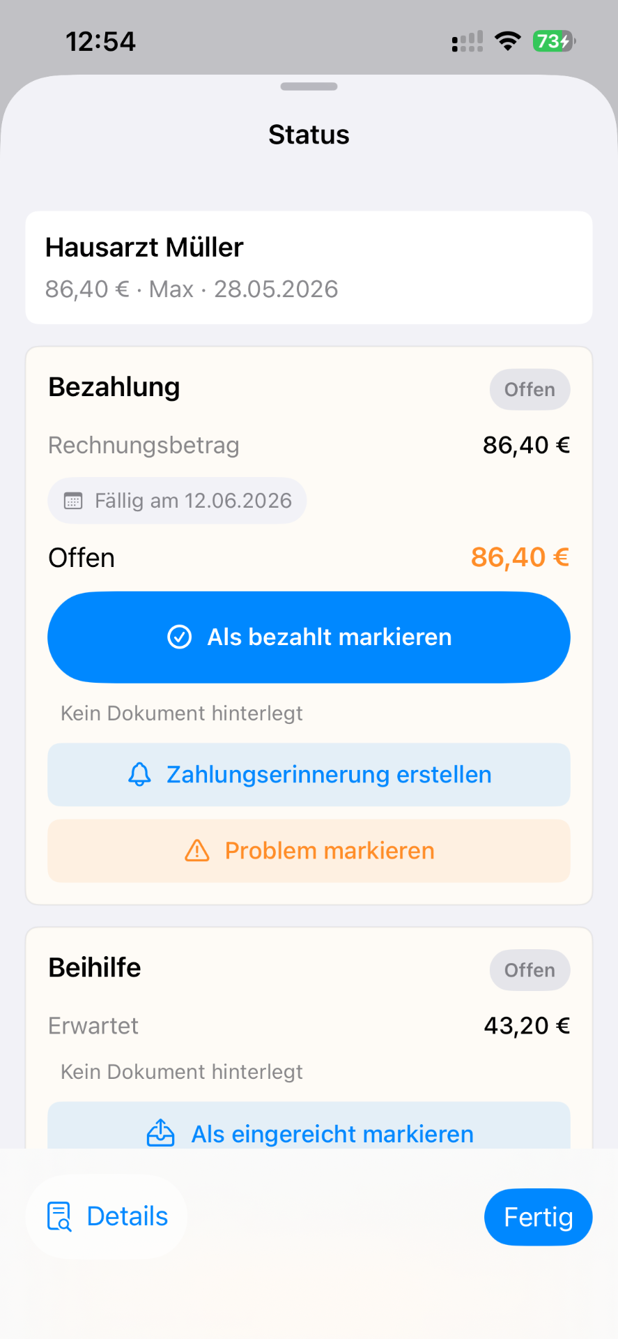 Rechnungs-Status: offen