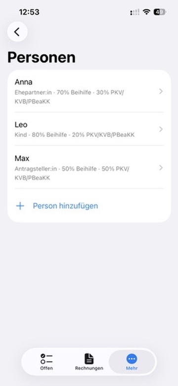 Personen im Haushalt verwalten